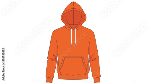 Bright orange hooded sweatshirt design a clean vector silhouette