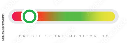 Credit score monitoring bar with a gradient from red to yellow, indicating financial health status.