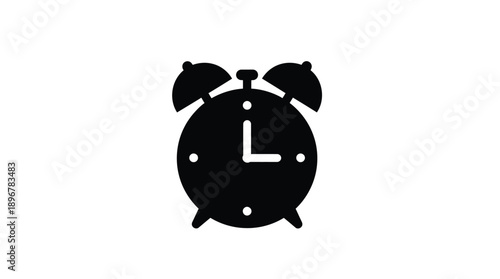 Simple black alarm clock illustration with a minimalist silhouette
