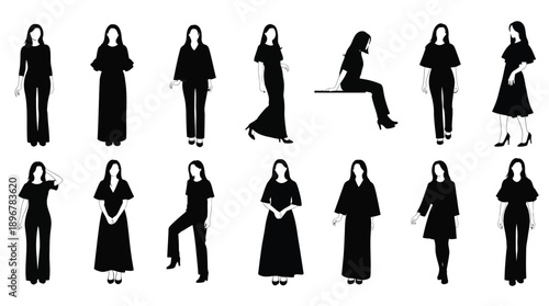 Diverse female figures in various poses a striking silhouette