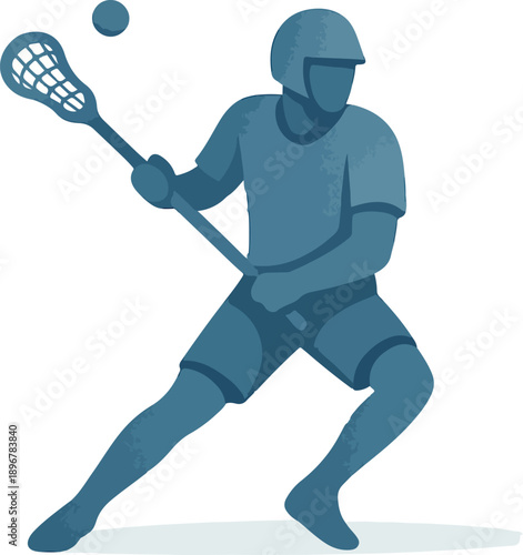 Lacrosse Player in Action with Ball illustration