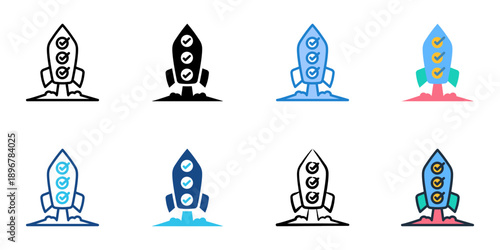 Minimum Viable Product icons set multiple style collection. Editable stroke 
