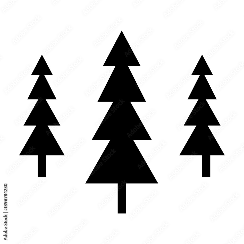 Fototapeta premium Solid icon of three evergreen trees