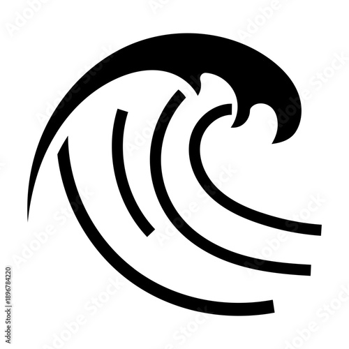 Solid icon of a crashing ocean wave