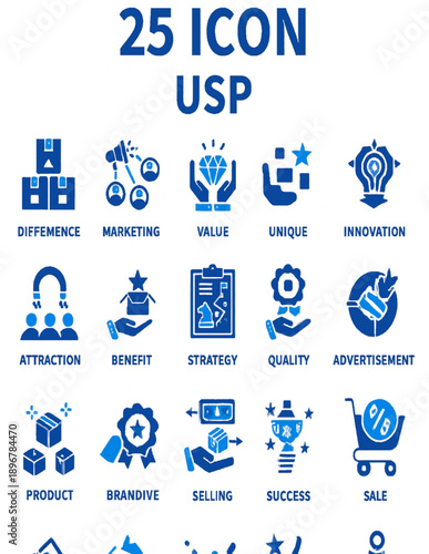 Unique Selling Proposition Icons – Blue Marketing Strategy Set