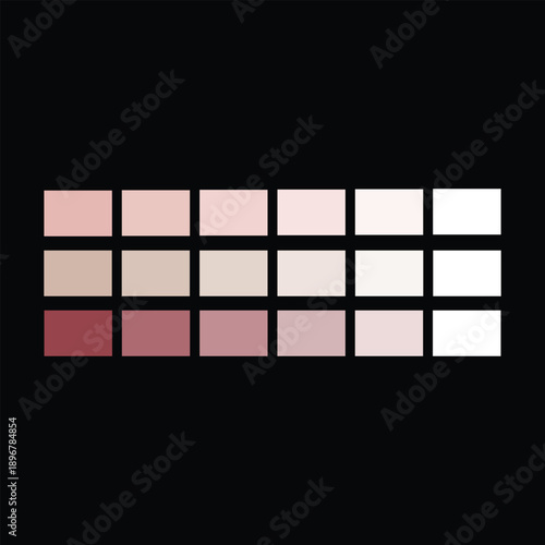 Set of 20 pink and red color palette swatches