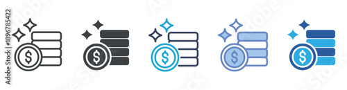 Earnings icon set multiple style collection