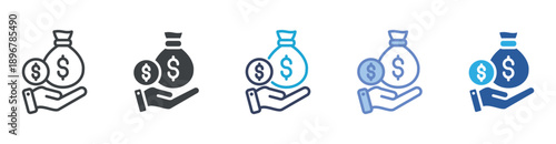 Income icon set multiple style collection