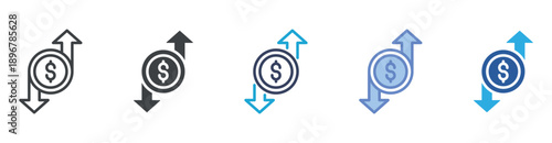 Profit & Loss icon set multiple style collection