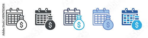 Financial Years icon set multiple style collection