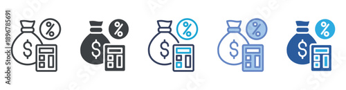 Tax Calculator icon set multiple style collection