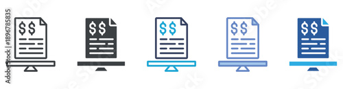 Balance Sheet icon set multiple style collection