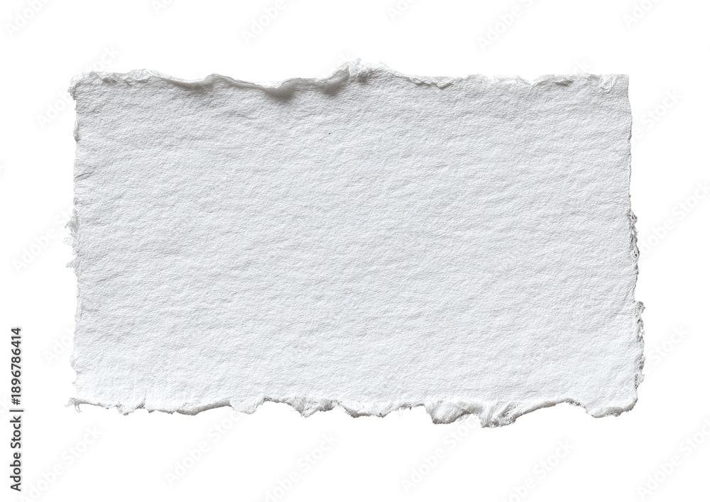 Obraz premium A rectangular piece of white paper with uneven, frayed edges