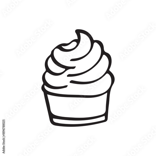 Hand Drawn Cupcake with Swirl Frosting