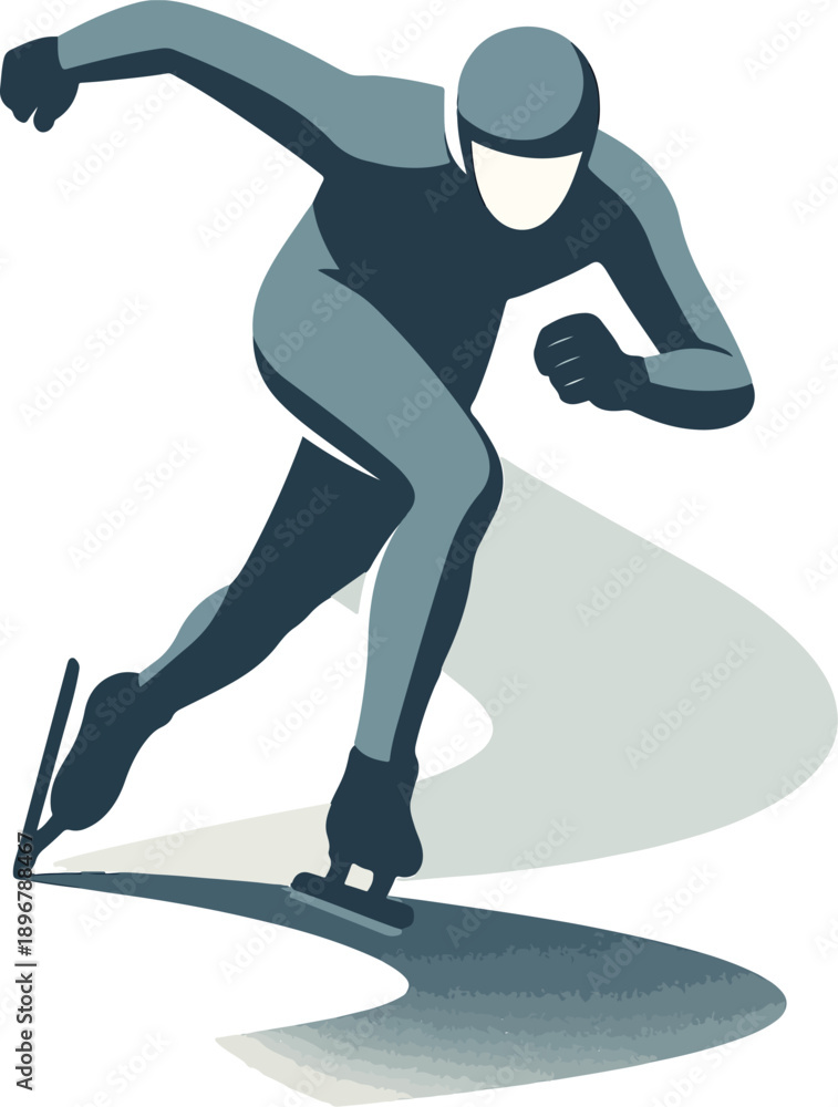 Fototapeta premium Speed Skater in Motion on White Background speed skating