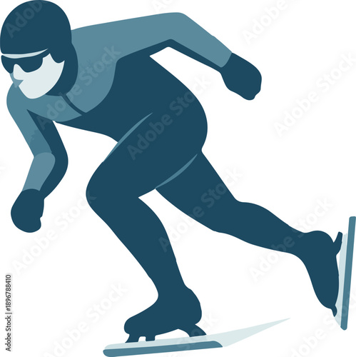 Speed skater in motion on ice skating winter sport