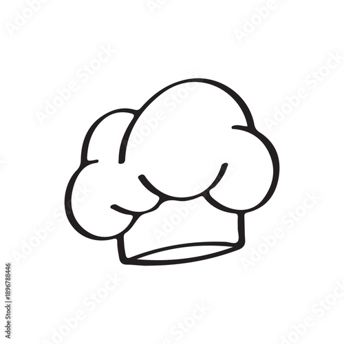 Chef Hat Doodle Outline Line Art Illustration