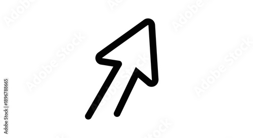 Black outline mouse cursor arrow pointing up, user interface element for digital click and selection icon