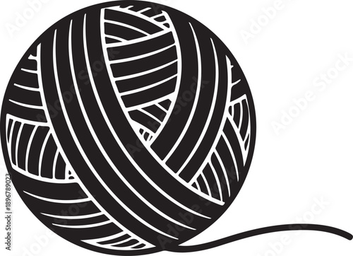 Ball of yarn vector illustration black wool thread hobby knitting equipment isolated round object sewing material craft supply art tool