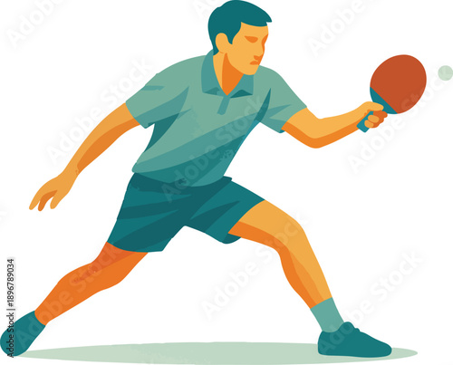 Table Tennis Player Hitting Ball illustration