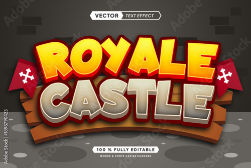 Text effect editable royale castle 3d gaming cartoon font style