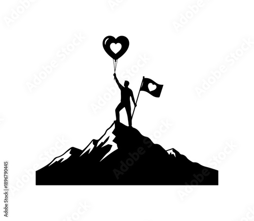 Determination and Victory on Mountain Peak