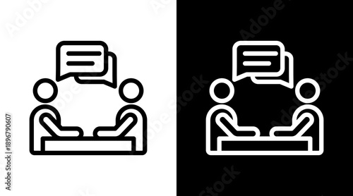 Meeting White Icon Set Vector 