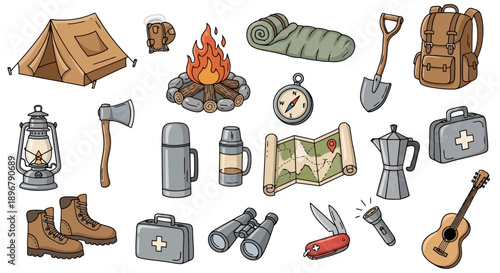 Camping and Outdoor Adventure Gear Collection.