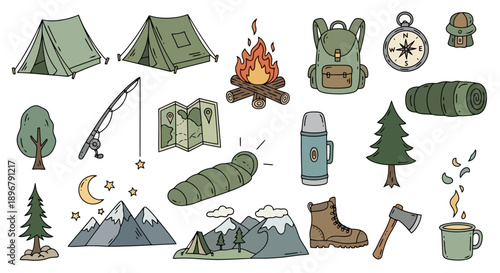 Camping and Outdoor Adventure Gear Collection.