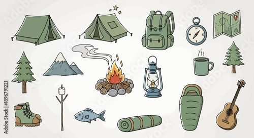 Camping and Outdoor Adventure Gear Collection.
