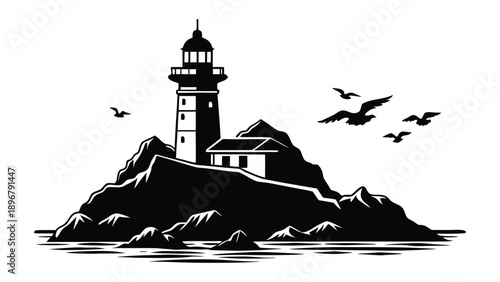 Minimal Lighthouse Silhouette Vector