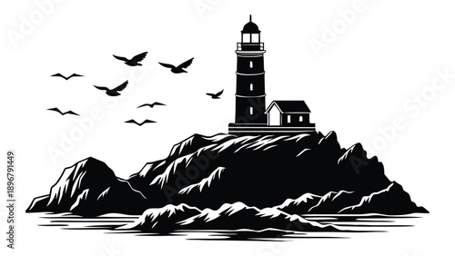 Minimal Lighthouse Silhouette Vector