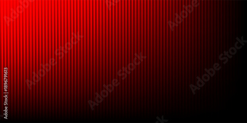 Abstract background with glowing red vertical lines fading into a deep black gradient. The luminous striped pattern creates a dramatic sense of depth, light, and motion,