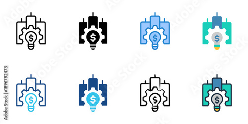 Venture Capital icons set multiple style collection. Editable stroke 
