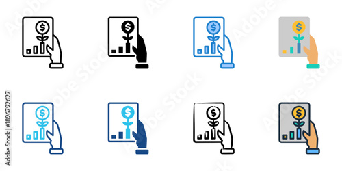 Investment Proposal icons set multiple style collection. Editable stroke 
