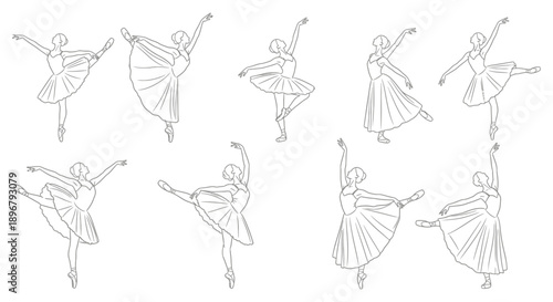 collection of graceful ballerinas in elegant ballet poses showcasing classical dance artistry movements and expression ideal for design