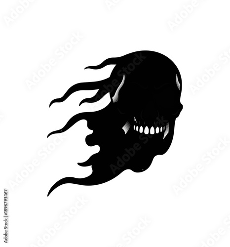Abstract illustration of a dark creature with sharp teeth
