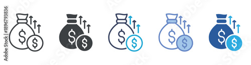 Profit icon set multiple style collection