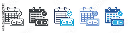 Salary icon set multiple style collection