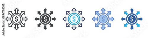 Expense icon set multiple style collection