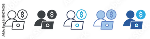 Self Employment icon set multiple style collection