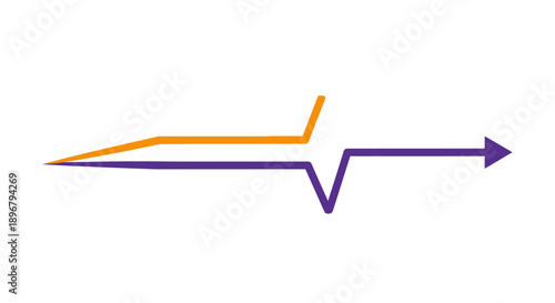 Minimalist Vector Arrow Line Graphic showing Dynamic Progress, Trajectory, and Data Flow. Abstract business logo or technology concept.