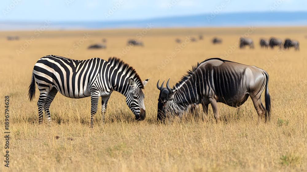 Naklejka premium zebra in the savannah