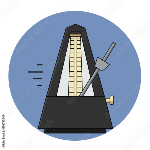 A simple metronome ticking steadily on a blue background, symbolizing rhythm and timing