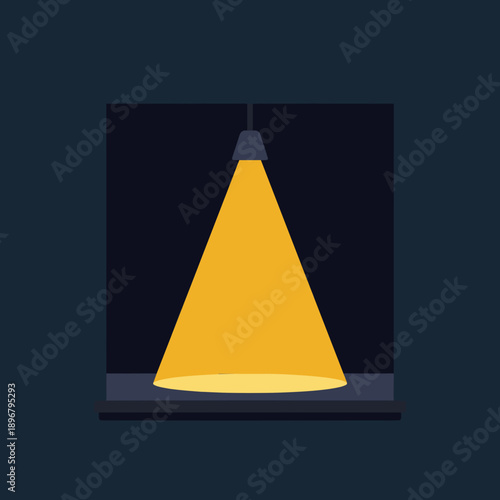 A bright yellow lamp illuminating a dark room, creating a cozy atmosphere