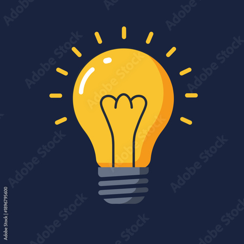Bright yellow light bulb glowing against a dark background, symbolizing ideas and creativity