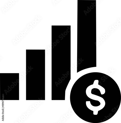 Financial growth chart with dollar sign symbolizing business success and profit increase