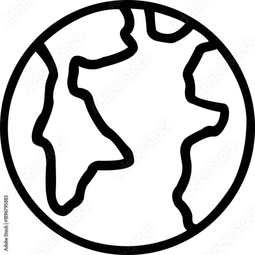 Minimalist globe illustration with clean lines and simple design, perfect for global concepts