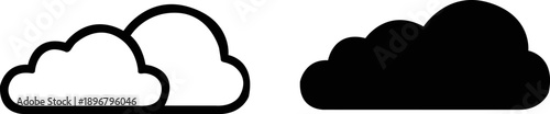 Minimalist Cloud Outline and Silhouette Icon Set