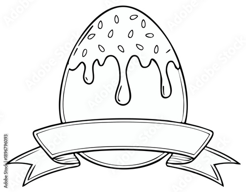 Easter egg illustration with ribbon banner for holiday greeting or announcement design